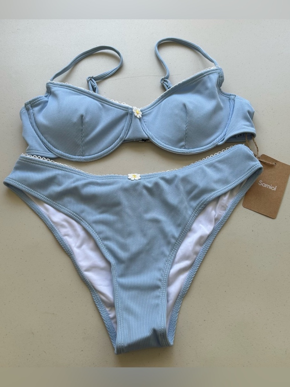 Samiol Bikini Set Large Blue Underwire Padded Swimwear